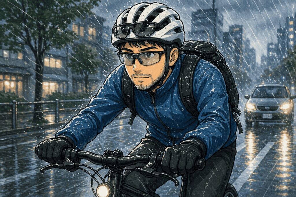 雨の日 自転車通勤 視界悪い 路面 危険